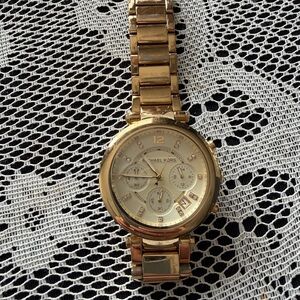 Michael Kors Gold Bracelet Chronograph Watch with Crystal Accents